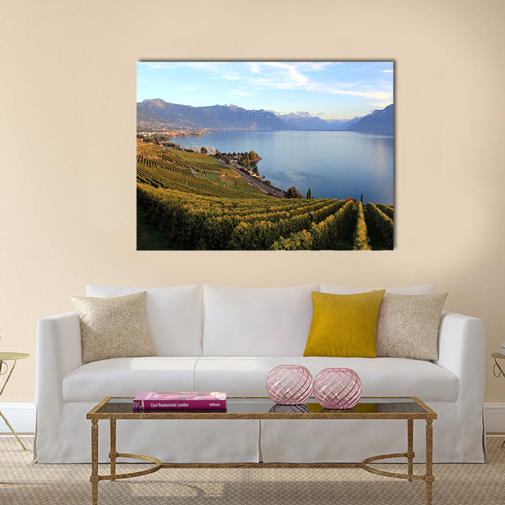 Famous and protected Lavaux vineyards multi panel canvas wall art