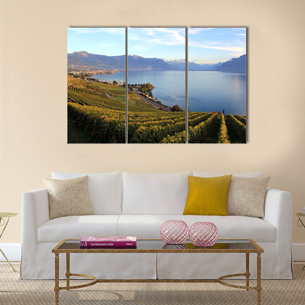 Famous and protected Lavaux vineyards multi panel canvas wall art