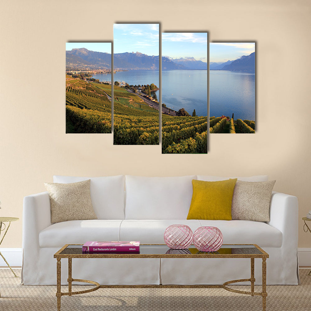 Famous and protected Lavaux vineyards multi panel canvas wall art