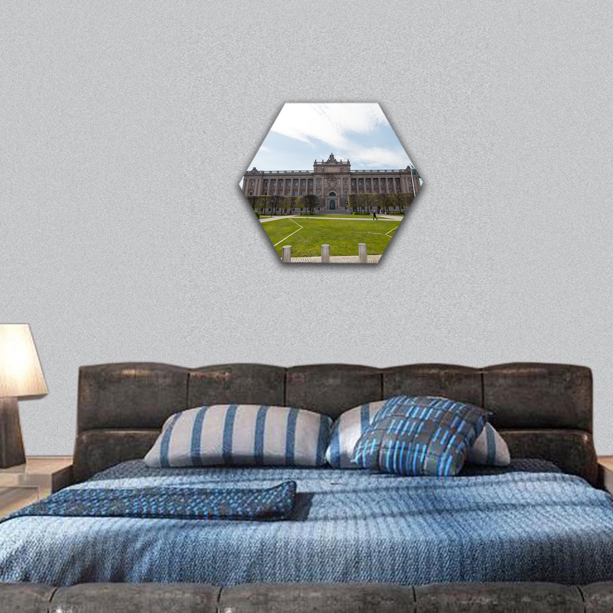 Swedish Parliament Building in Stockholm hexagonal canvas wall art