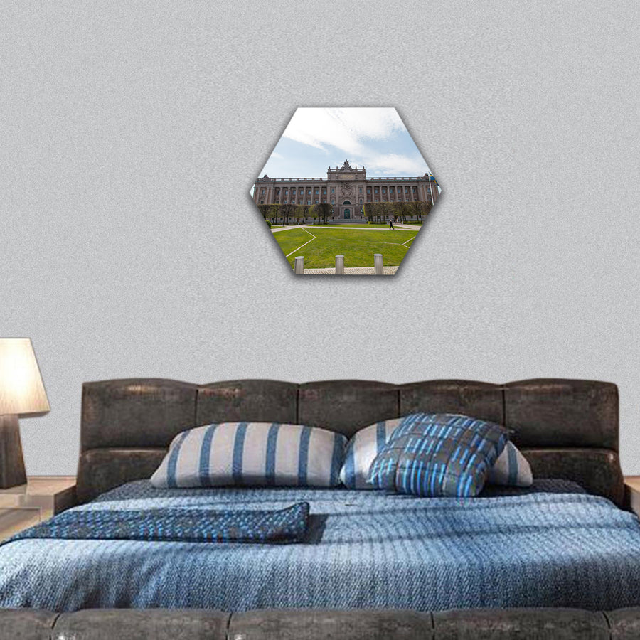 Swedish Parliament Building in Stockholm hexagonal canvas wall art