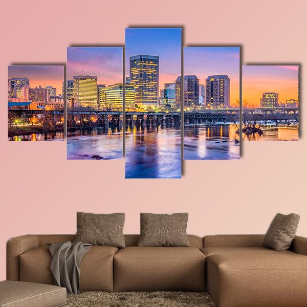 Richmond, Virginia, USA downtown skyline Multi panel canvas wall art
