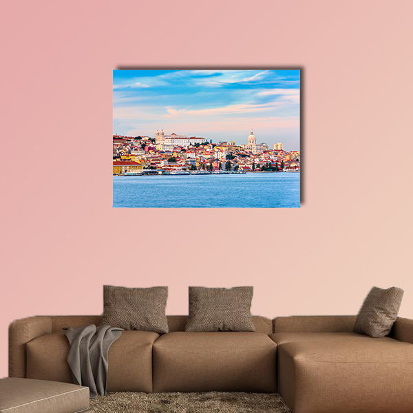 Lisbon, Portugal skyline on the Tagus River multi panel canvas wall art