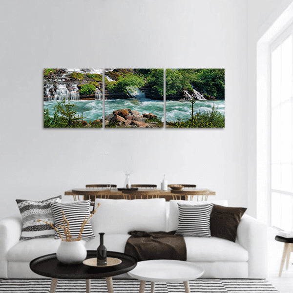 Gorgeous Schleierfall waterfall near Grossglockner in Alps, Austria panoramic canvas wall art