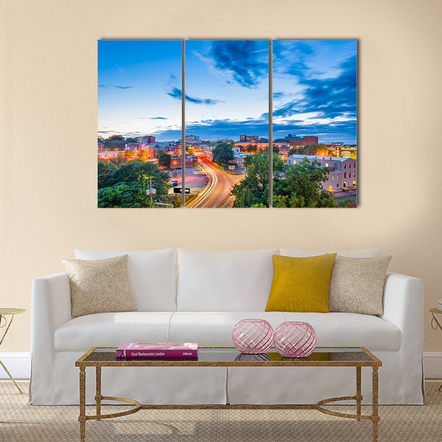 The downtown cityscape with a colorful presentation of life in Athens, Georgia, USA, Multi Panel Canvas Wall Art