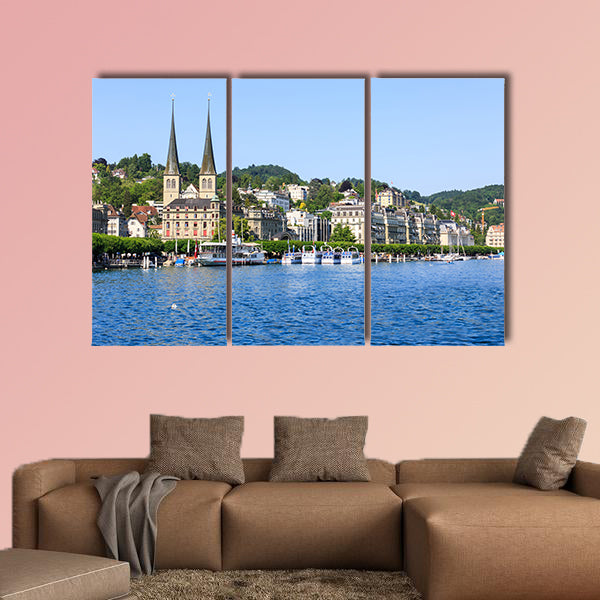 View of the city of Lucerne and its lake Luzern (Lucerne), wall art