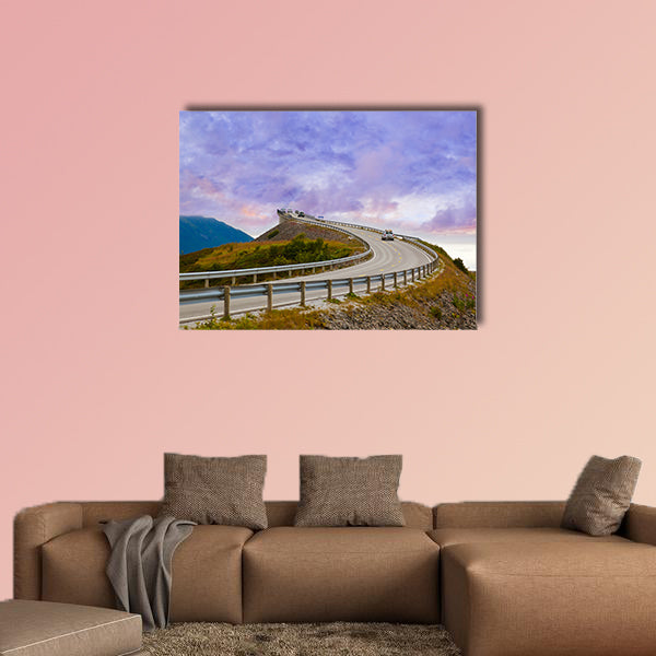Fantastic bridge through fjord on the Atlantic road in Norway wall art