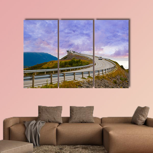 Fantastic bridge through fjord on the Atlantic road in Norway wall art