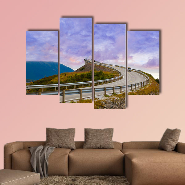 Fantastic bridge through fjord on the Atlantic road in Norway wall art