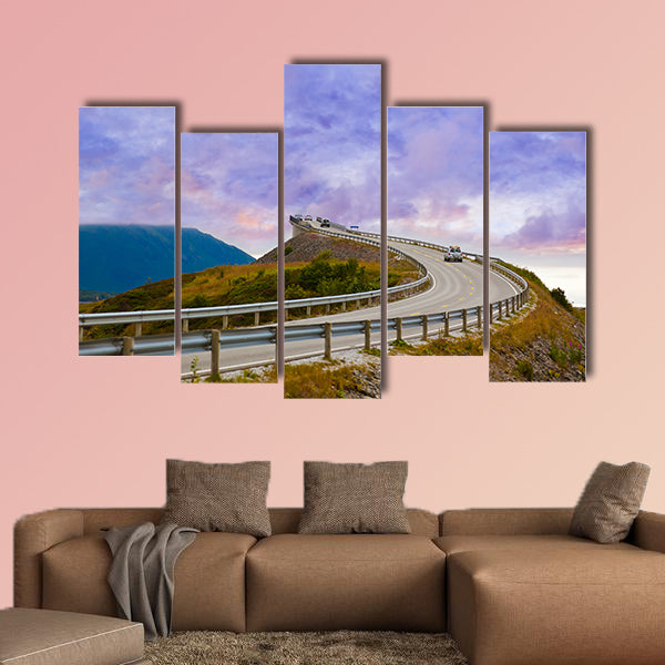 Fantastic bridge through fjord on the Atlantic road in Norway wall art