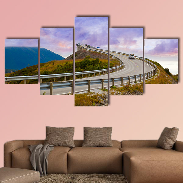 Fantastic bridge through fjord on the Atlantic road in Norway wall art