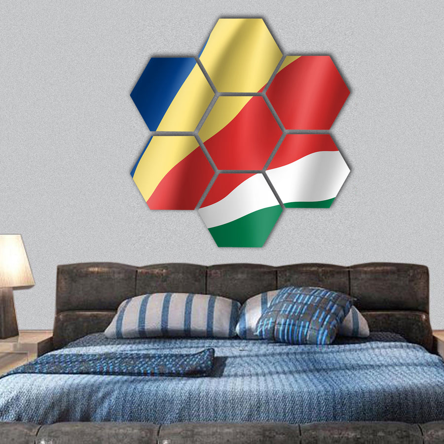 Patriotic national flag of Sychelles hexagonal canvas wall art