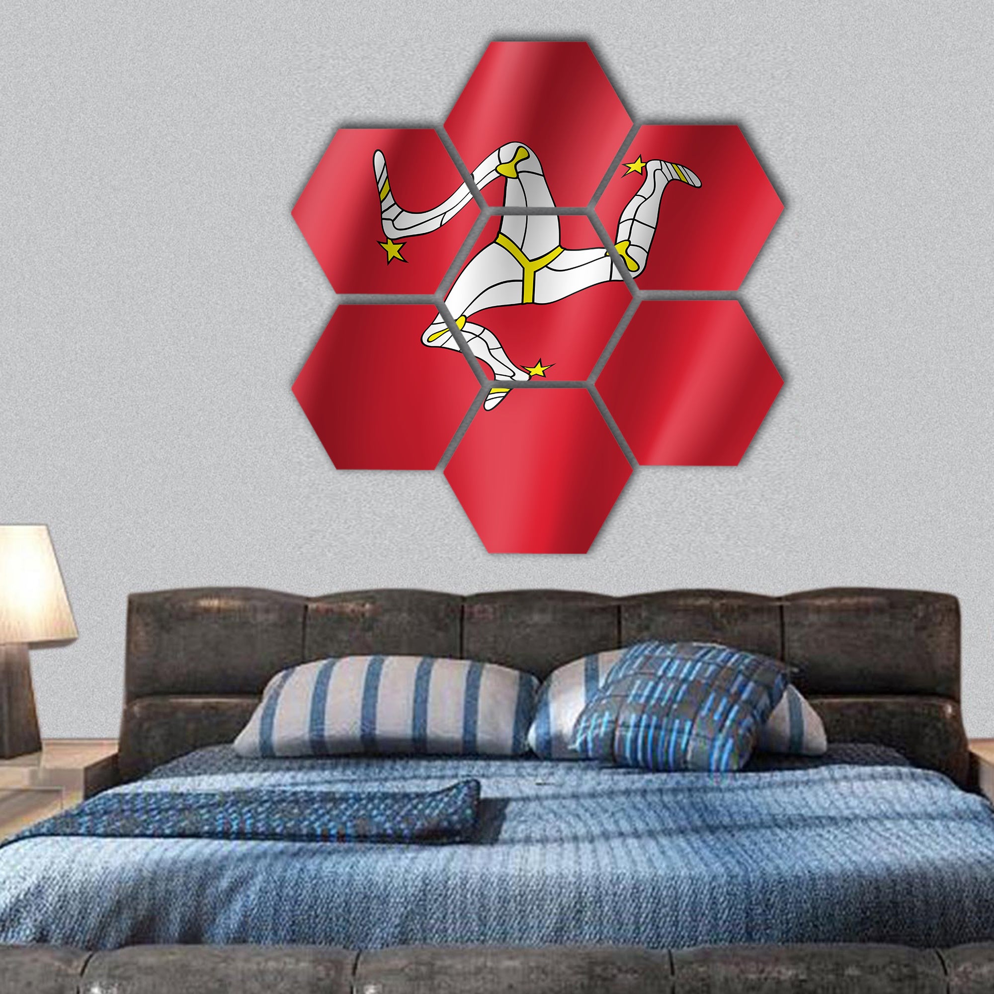 Isle of Man national flag vector illustration hexagonal canvas wall art
