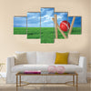 Grass and cricket set with blue sky Multi panel canvas Wall art