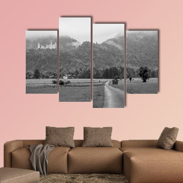 Country side road with Neuschwanstein Castle in the Bavarian Alps wall art