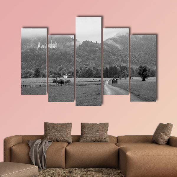 Country side road with Neuschwanstein Castle in the Bavarian Alps wall art
