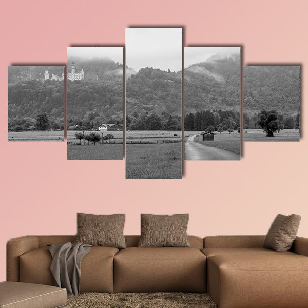 Country side road with Neuschwanstein Castle in the Bavarian Alps wall art