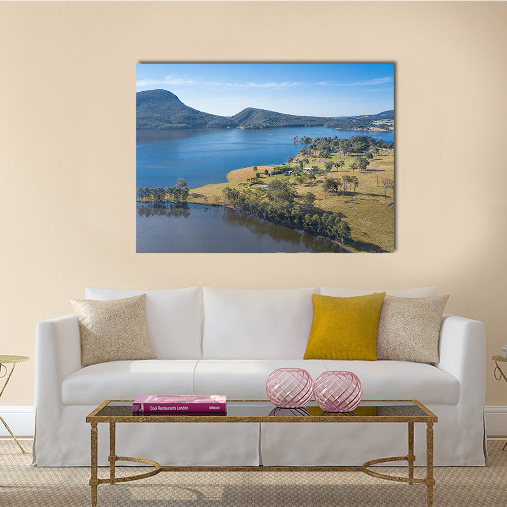 Lake Moogerah on the Scenic Rim in Queensland during the day multi panel canvas wall art