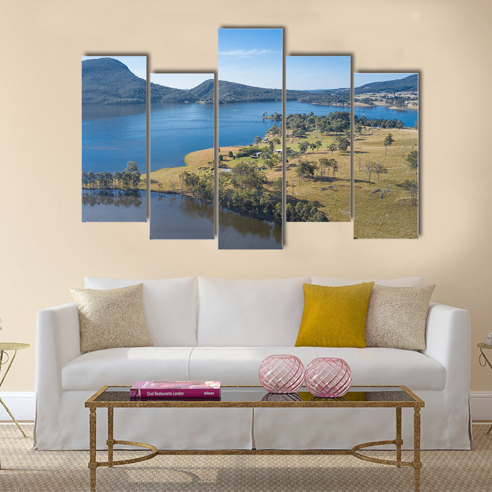 Lake Moogerah on the Scenic Rim in Queensland during the day multi panel canvas wall art