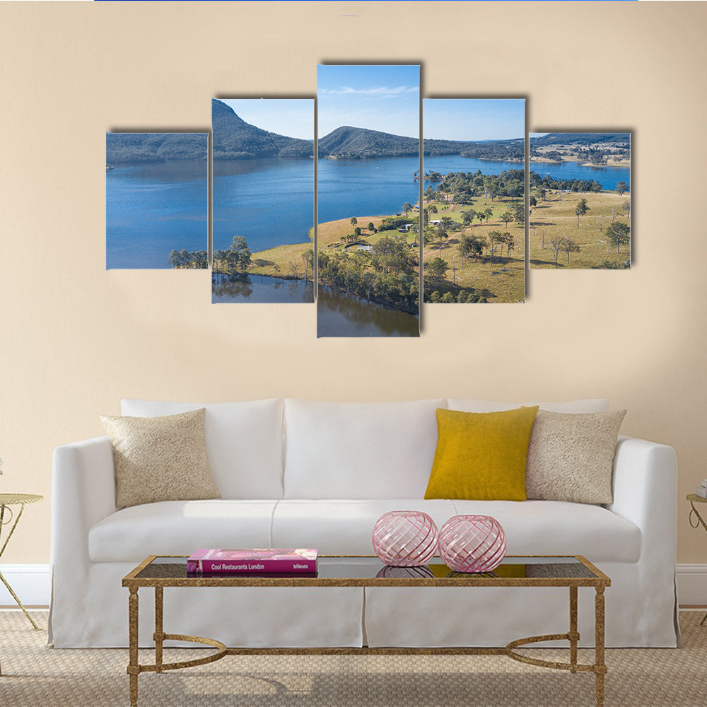 Lake Moogerah on the Scenic Rim in Queensland during the day multi panel canvas wall art