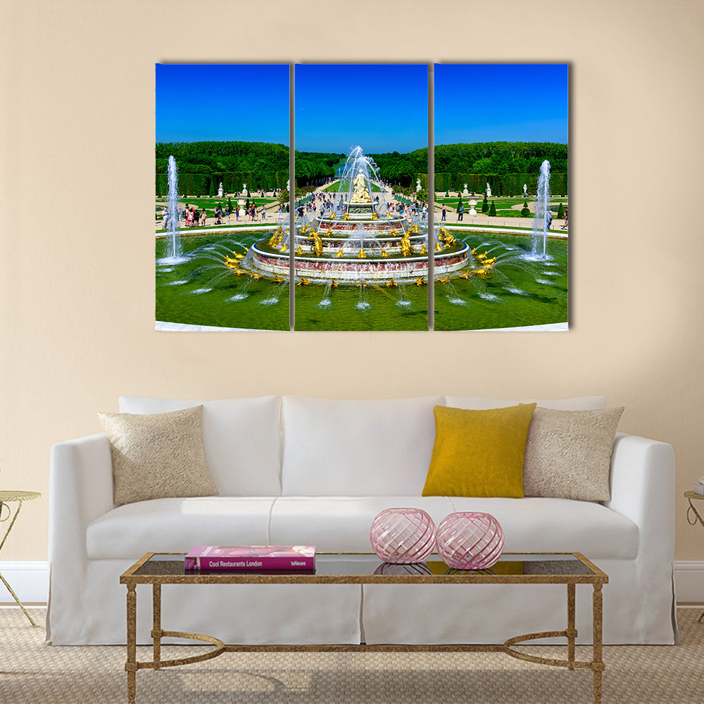 Latona Fountain Garden With Watery Beauty Multi Panel Canvas Wall Art