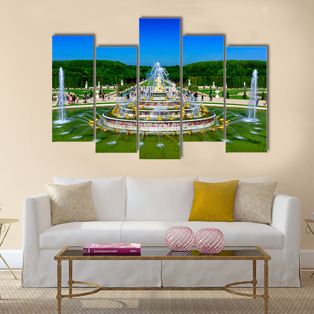 Latona Fountain Garden With Watery Beauty Multi Panel Canvas Wall Art