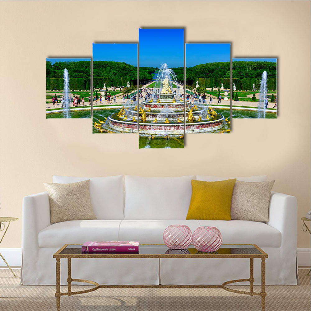 Latona Fountain Garden With Watery Beauty Multi Panel Canvas Wall Art