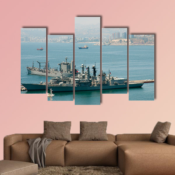 Military Navy Ship, Valparaiso, Chile multi panel canvas wall art