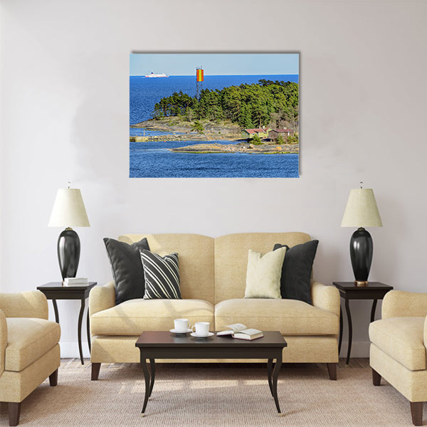 Ferry of the shipping company Viking Line crosses Finnish gulf Multi panel canvas wall art