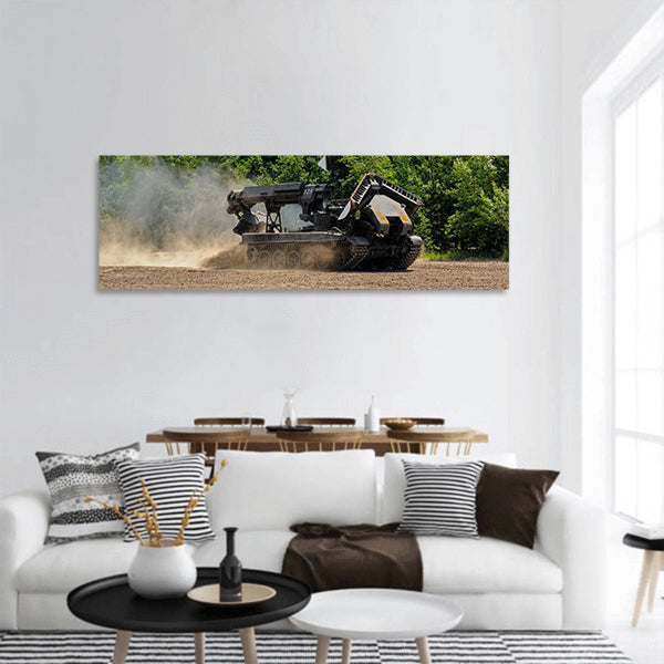Speed motion of IMR-2 combat engineer vehicle Russia Panoramic canvas Wall Art