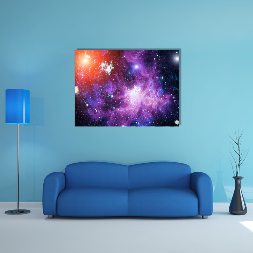 Vibrant Combination of Galaxies and Nebula Multi Panel Canvas Wall Art