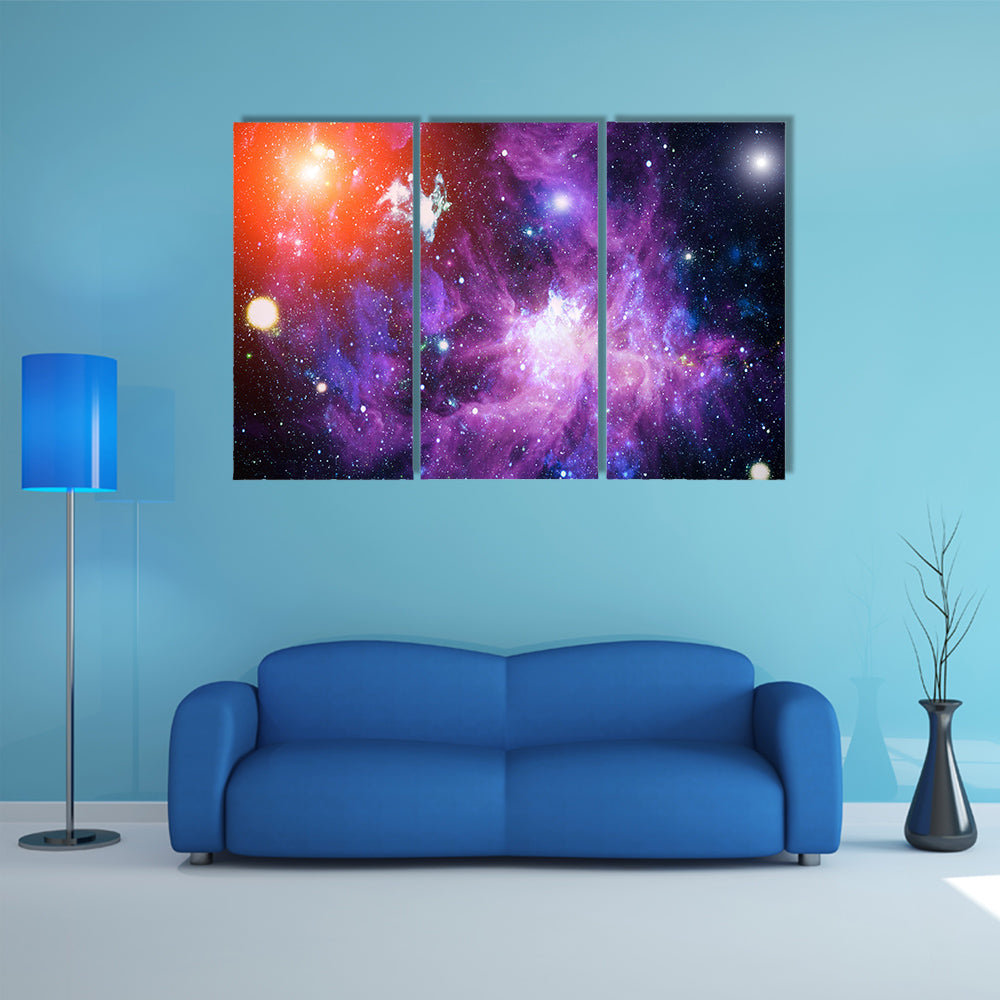 Vibrant Combination of Galaxies and Nebula Multi Panel Canvas Wall Art