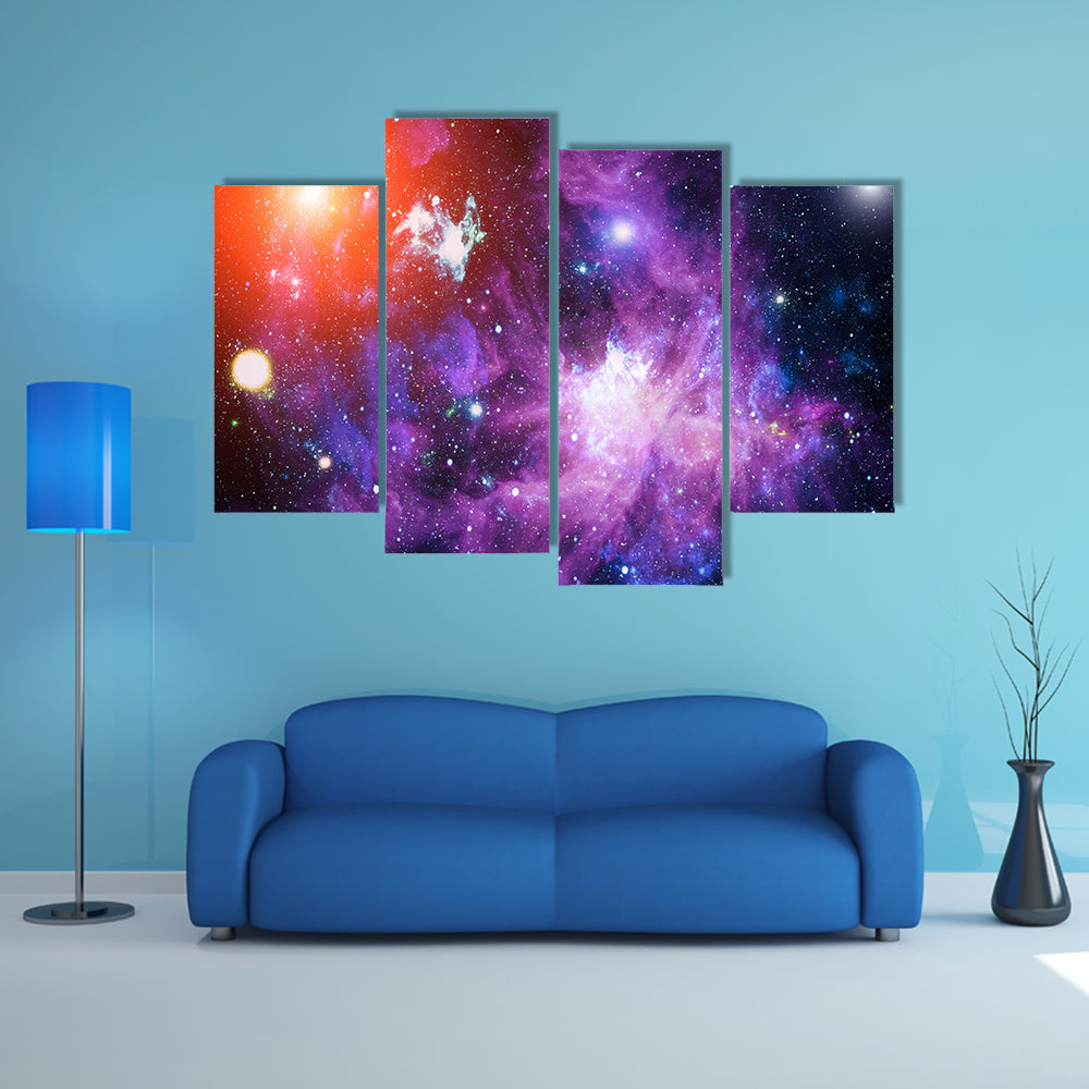 Vibrant Combination of Galaxies and Nebula Multi Panel Canvas Wall Art