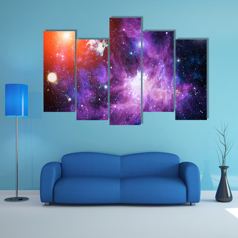 Vibrant Combination of Galaxies and Nebula Multi Panel Canvas Wall Art
