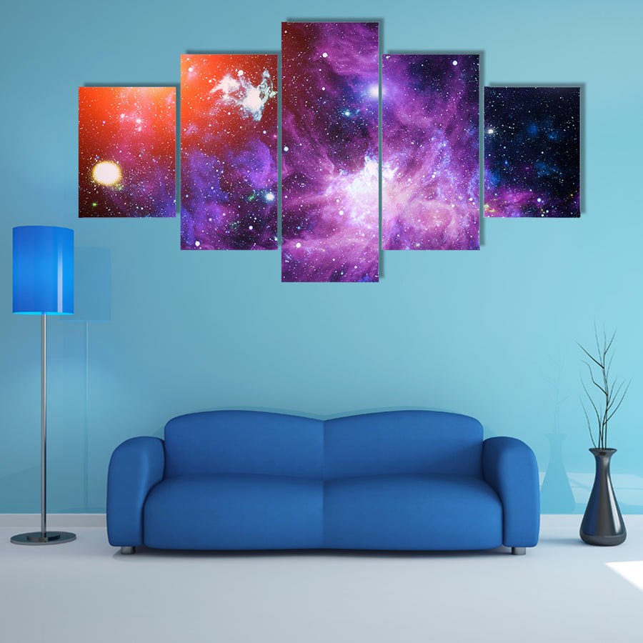 Vibrant Combination of Galaxies and Nebula Multi Panel Canvas Wall Art