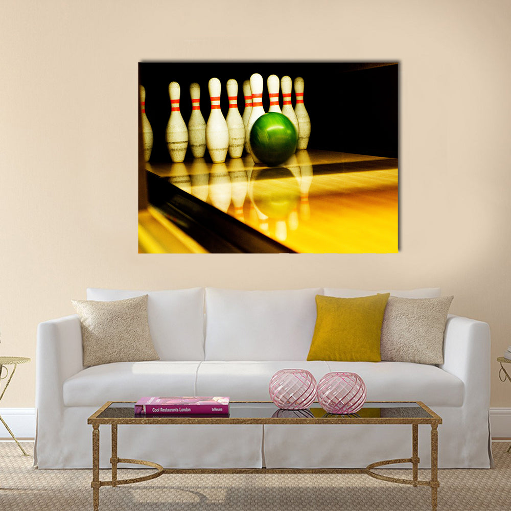 Standing pins and bowl Multi panel canvas wall art