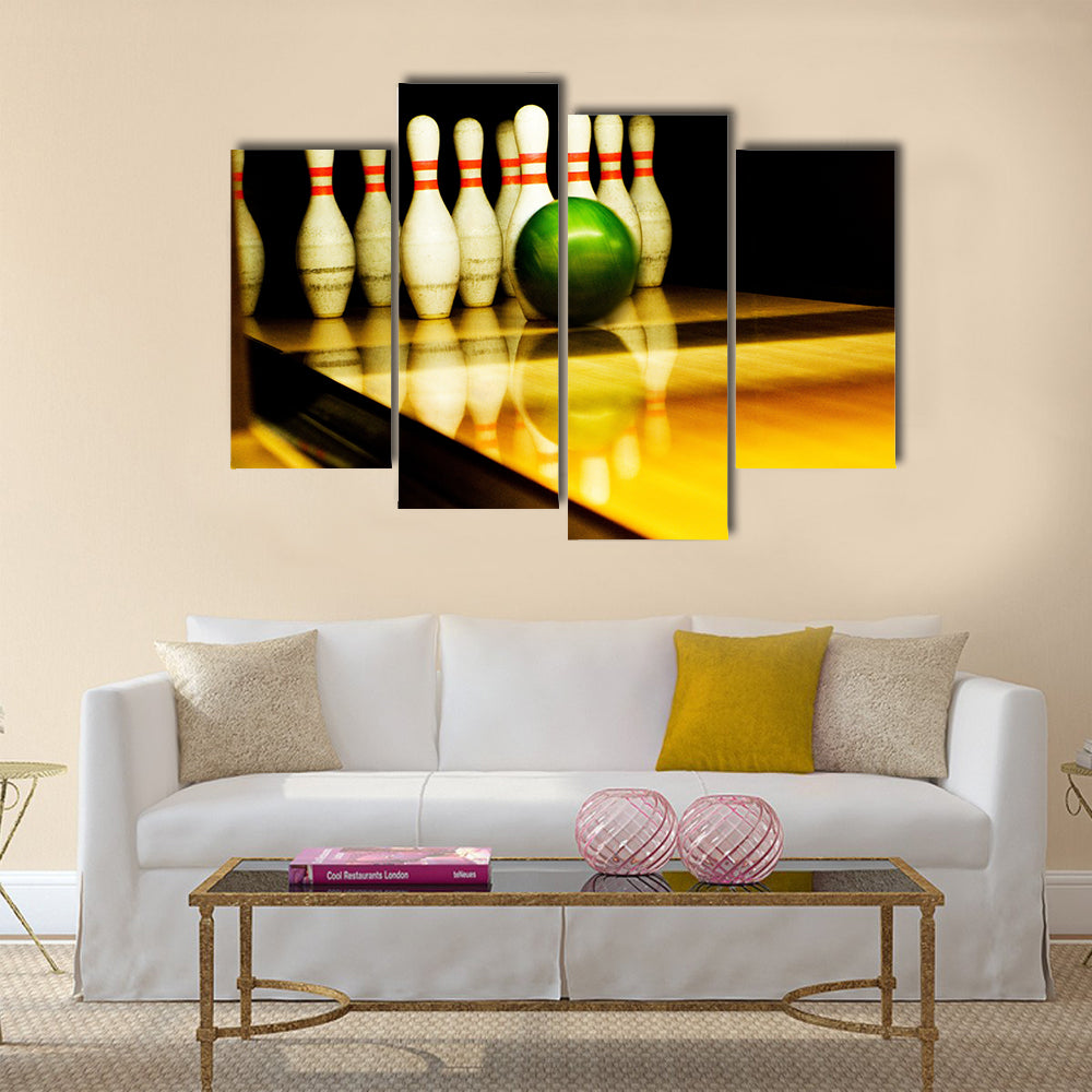Standing pins and bowl Multi panel canvas wall art