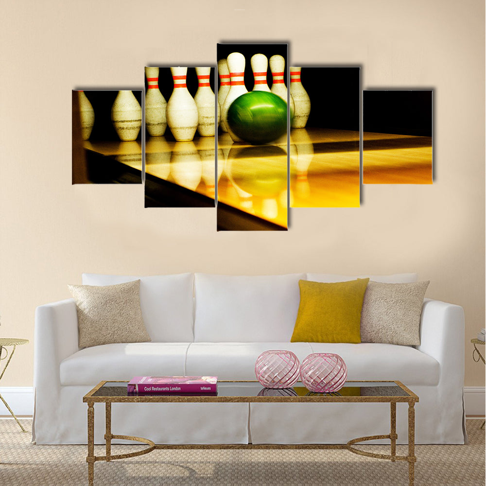 Standing pins and bowl Multi panel canvas wall art