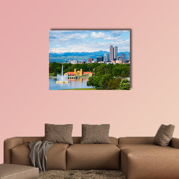 Denver Colorado downtown with City Park multi panel canvas wall art