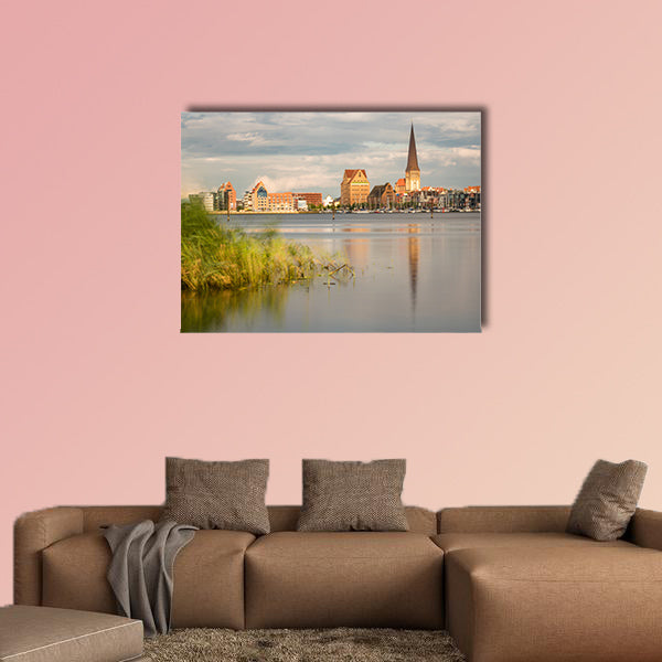 View over the river Warnow to Rostock, Germany canvas wall art