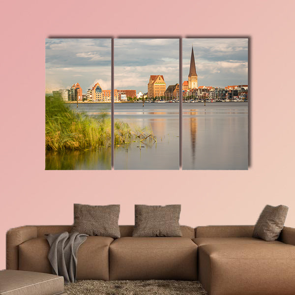 View over the river Warnow to Rostock, Germany canvas wall art