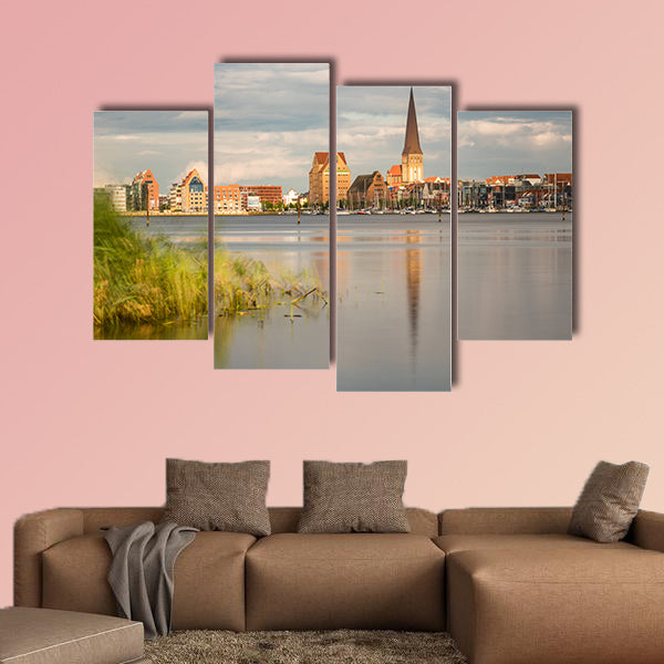 View over the river Warnow to Rostock, Germany canvas wall art