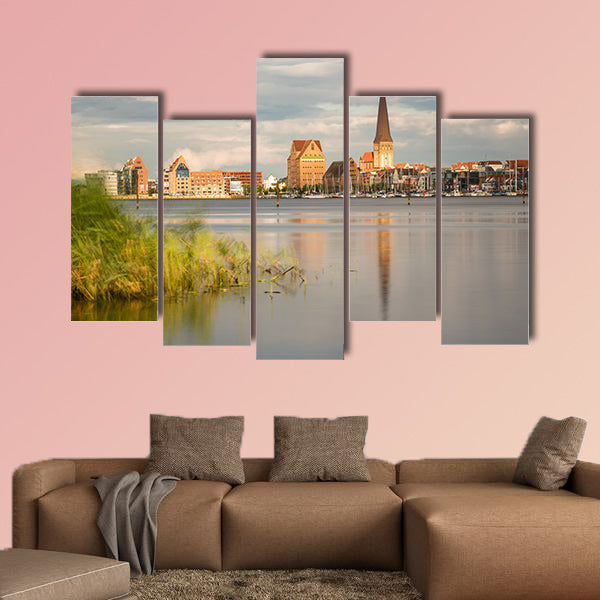 View over the river Warnow to Rostock, Germany canvas wall art