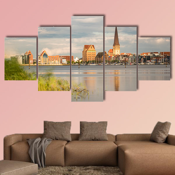 View over the river Warnow to Rostock, Germany canvas wall art
