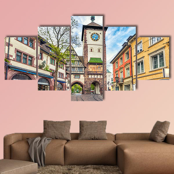 Schwabentor, a historical city gate in Germany multi panel canvas wall art