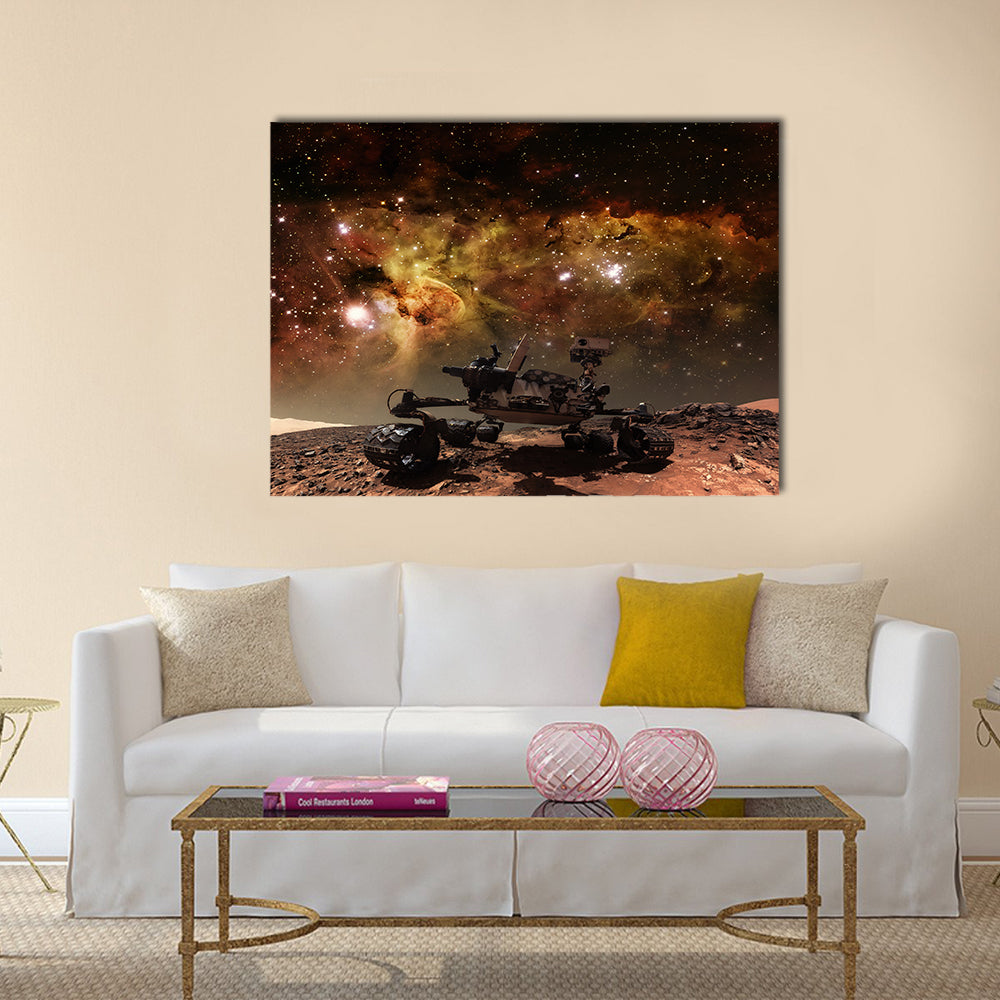 Curiosity rover exploring the surface of Mar Multi Panel Canvas Wall Art