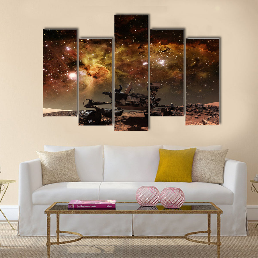 Curiosity rover exploring the surface of Mar Multi Panel Canvas Wall Art