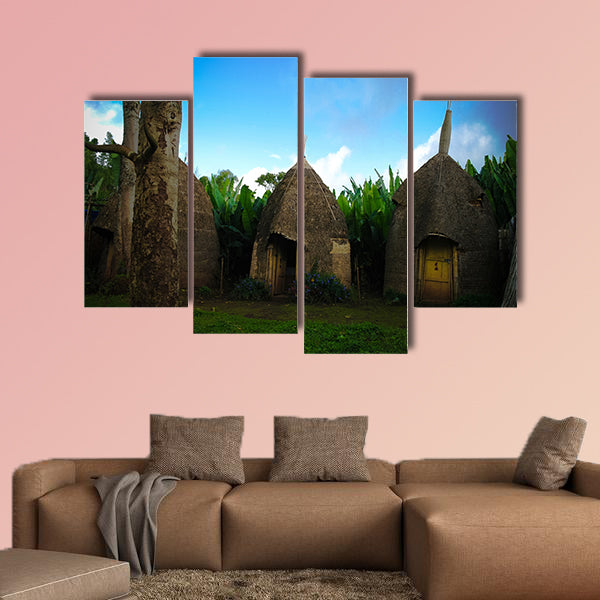 Traditional Dorze tribe village in Chencha, Ethiopia Multi panel canvas wall art