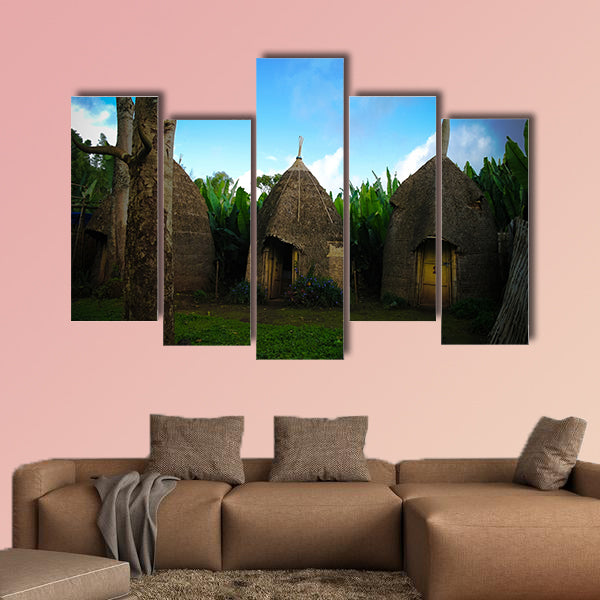Traditional Dorze tribe village in Chencha, Ethiopia Multi panel canvas wall art