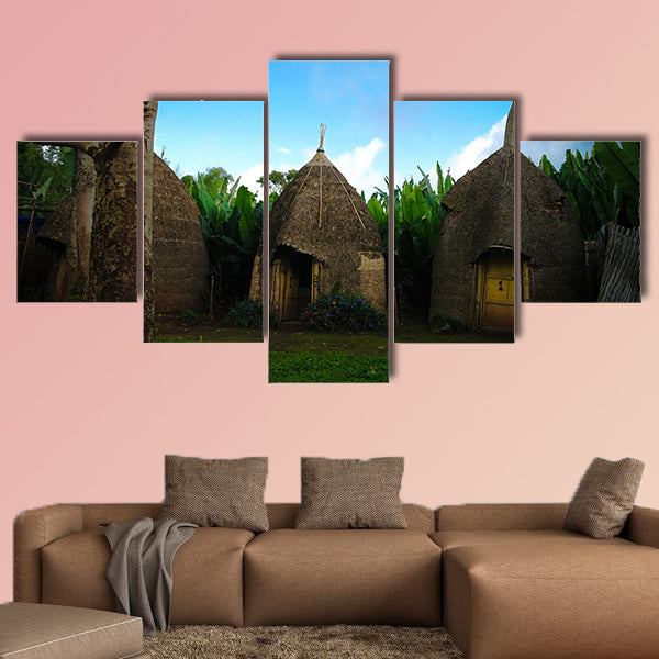 Traditional Dorze tribe village in Chencha, Ethiopia Multi panel canvas wall art